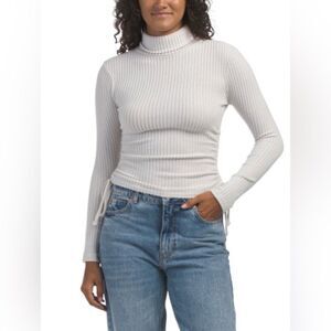 Almost Famous Off White Ribbed Knit Turtleneck Top